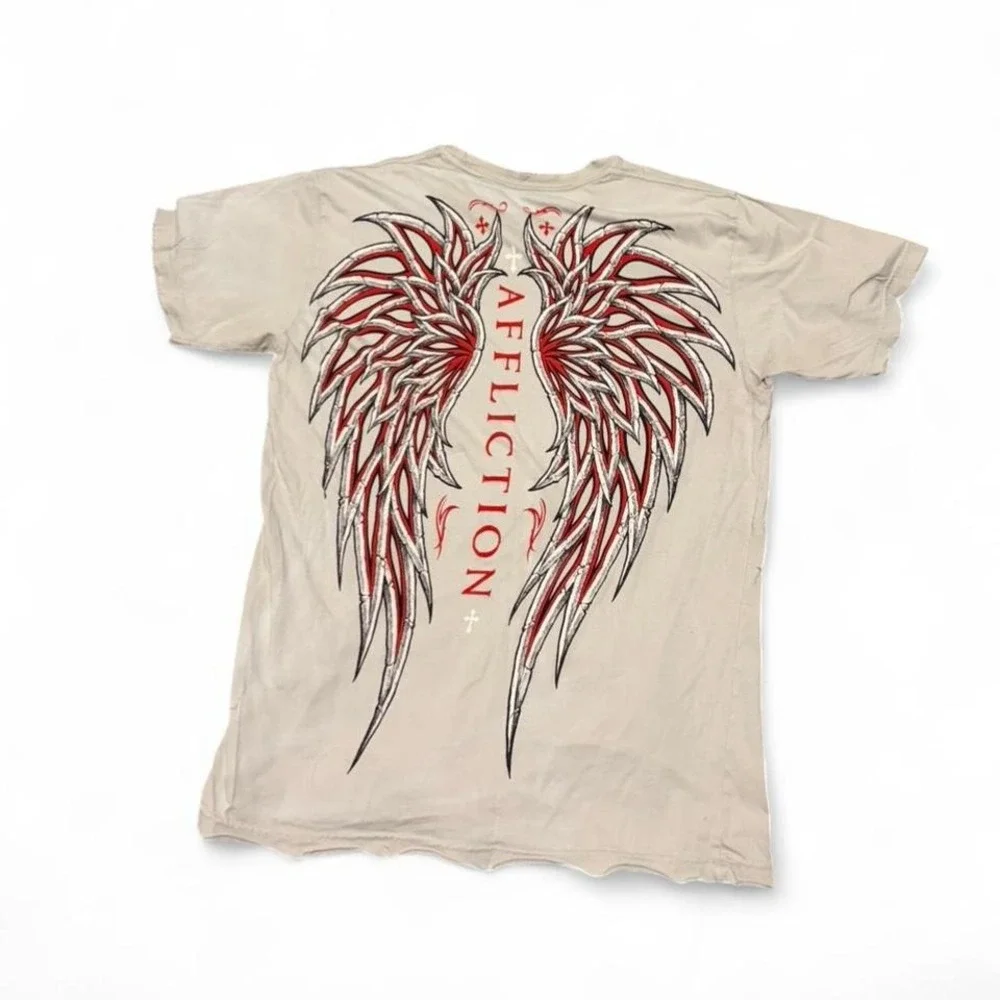 Affliction white red cross wings Size L - Picture 8 of 8